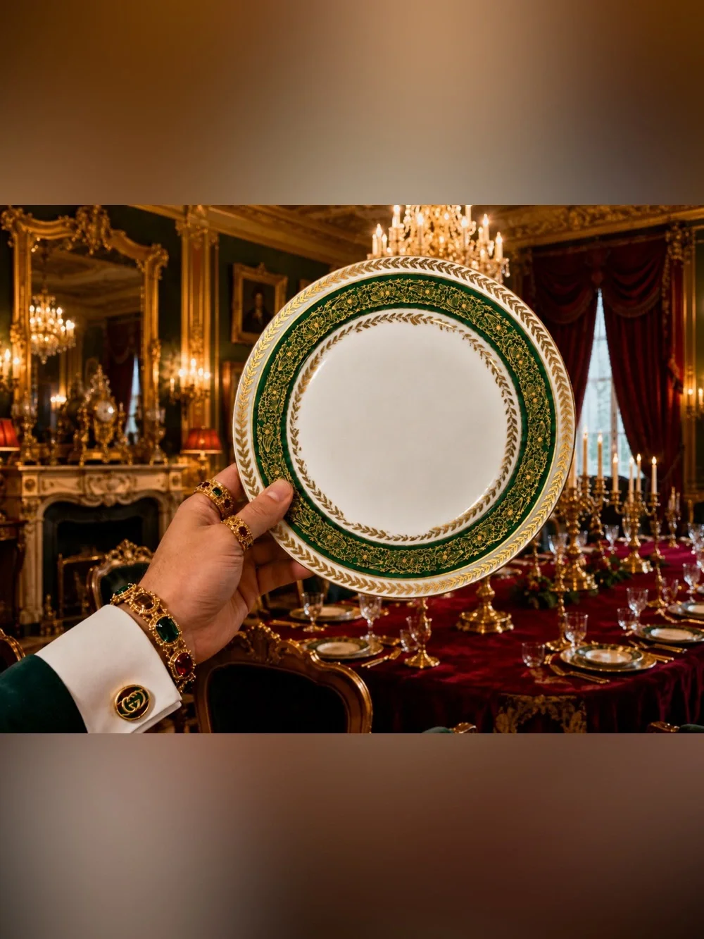 c. 1900 France T&V Tressemann & Vogt Limoges Antique Porcelain Dinner Plate GOLD
